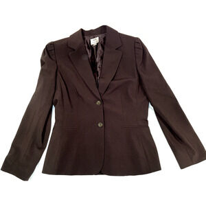 MIX by Tahari Arthur S. Levine 2 Button Lined Blazer Jacket Chocolate Brown 10